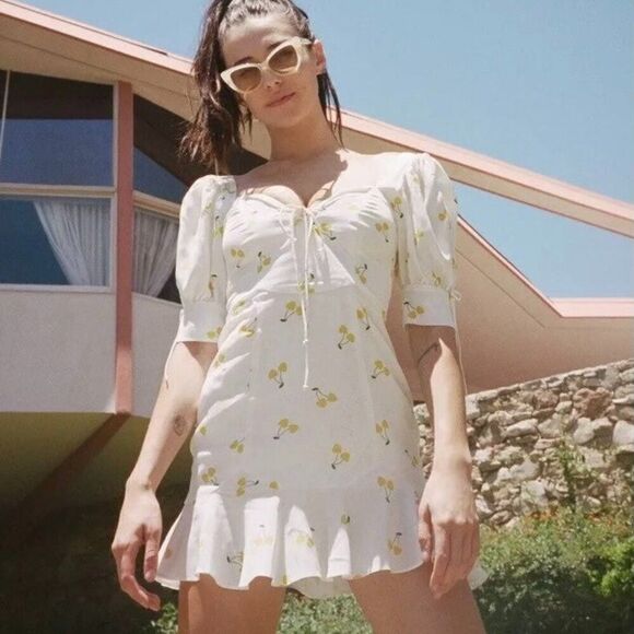 For Love And Lemons White and Yellow Mini Dress - Picture 2 of 5